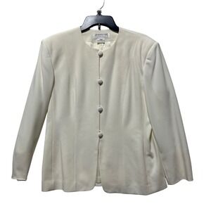 Jones New York Petite Ivory Career Blazer Jacket Button Front Size 14P